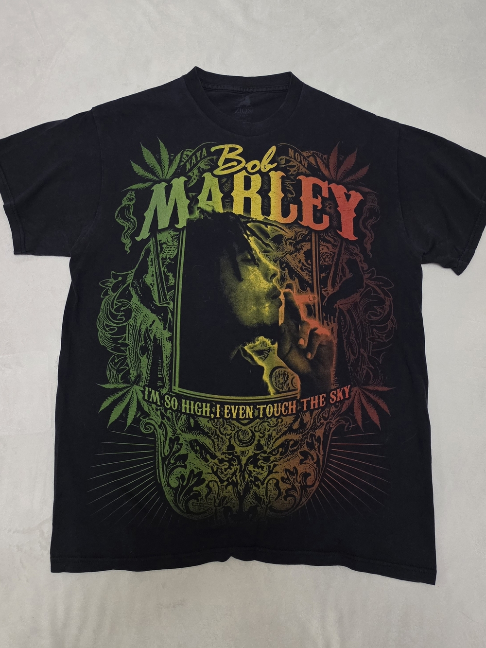 Bob Marley T Shirt Zion Rootswear Mens Medium Black Rasta Graphic High Sky